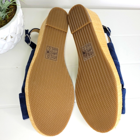 Land's End Navy Blue Suede Slingback Espadrilles Wedge 9 New - Picture 7 of 8